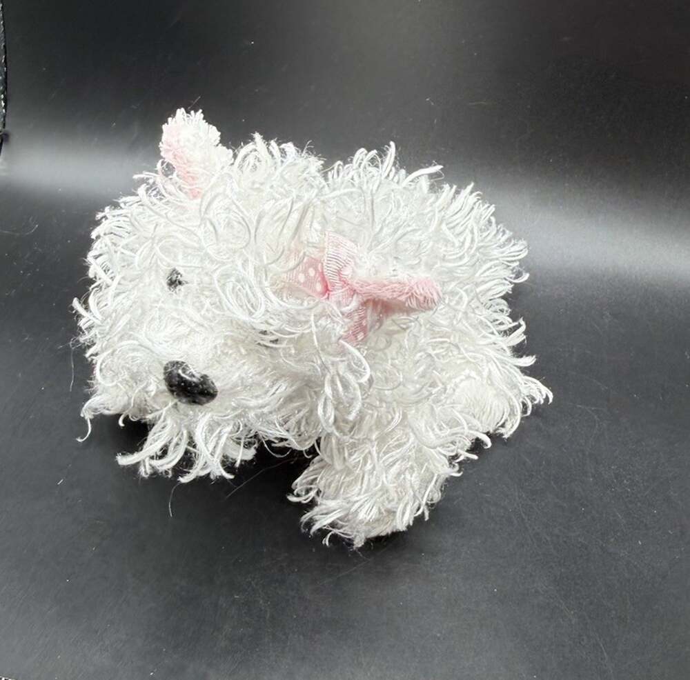 Webkinz Lil Kinz White Terrier Puppy Stuffed Animal Plush Curly -No Code EUC